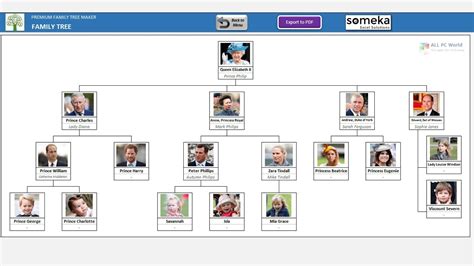 Create a new horizontal line of ancestors for each generation. When drawing the family tree, always start with you and trace backward as you find your parents, their parents, and so on. Style your family tree using Creately preset color themes. You can also drag and drop images of family members to the family tree and customize it further. 